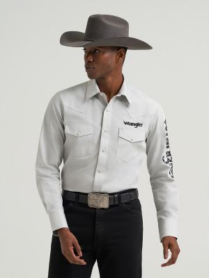 Men's Wrangler® Logo Long Sleeve Western Snap Shirt