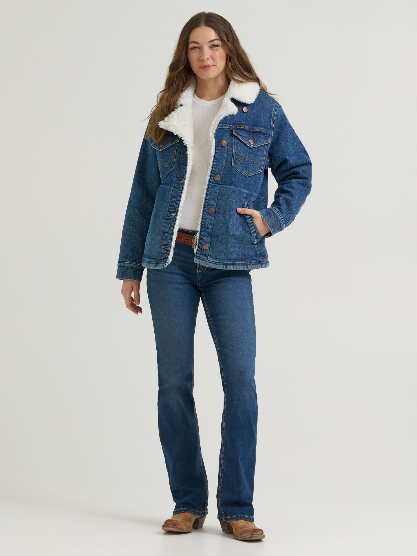 Женская куртка Wrangler Wrange Denim Sherpa, цвет: Джинсовый — фото 2