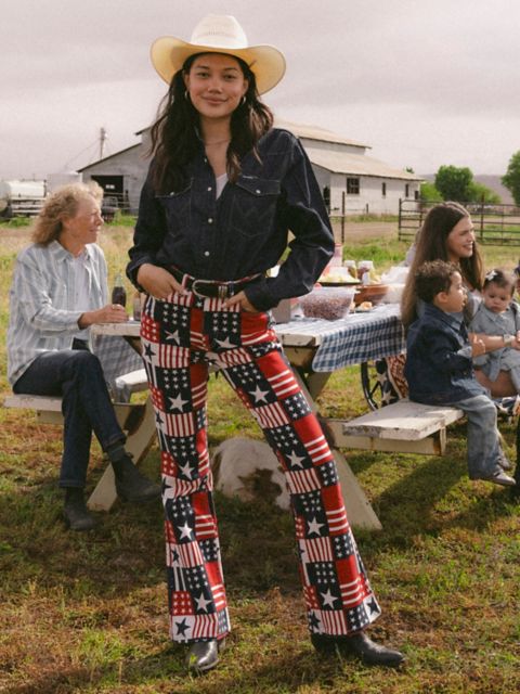 Женские джинсы Wrangler x 250 Years of America Retro Bailey Flare Print Jean