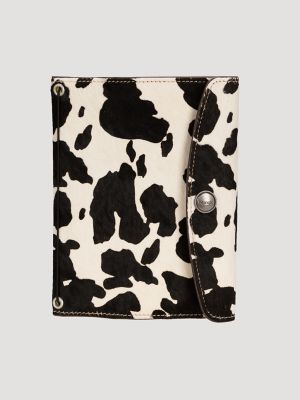 Womens Cow Hair Leather Journal:Black/White:One Size main view