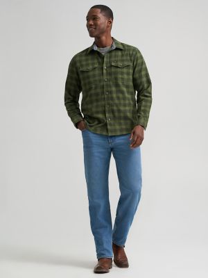 Men's Flannel Plaid Shirt in Kombu Green