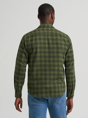Men's Flannel Plaid Shirt in Kombu Green