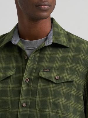 Men's Flannel Plaid Shirt in Kombu Green