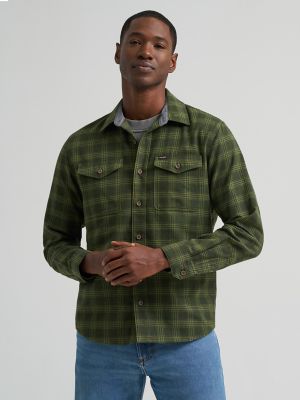 Men's Flannel Plaid Shirt in Kombu Green