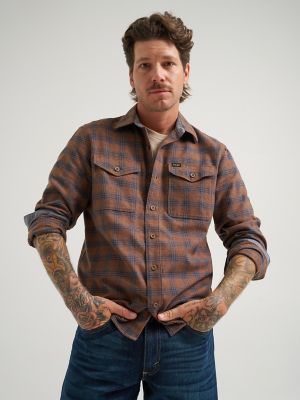 Men's Flannel Plaid Shirt in Soft Silt