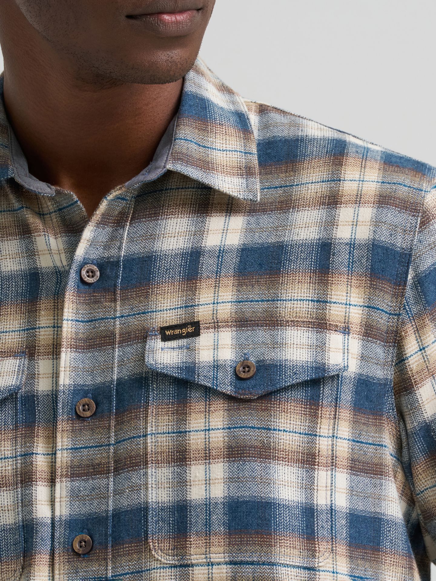 Мужская рубашка Wrangler Flannel Plaid, цвет: Синий бирюзовый — фото 6