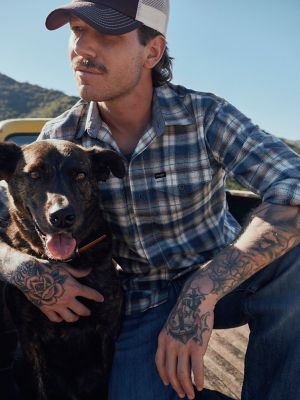Men's Flannel Plaid Shirt in Blue Teal