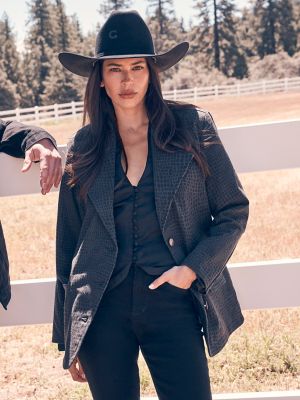 Women's Croc Print Blazer in Grey/Black