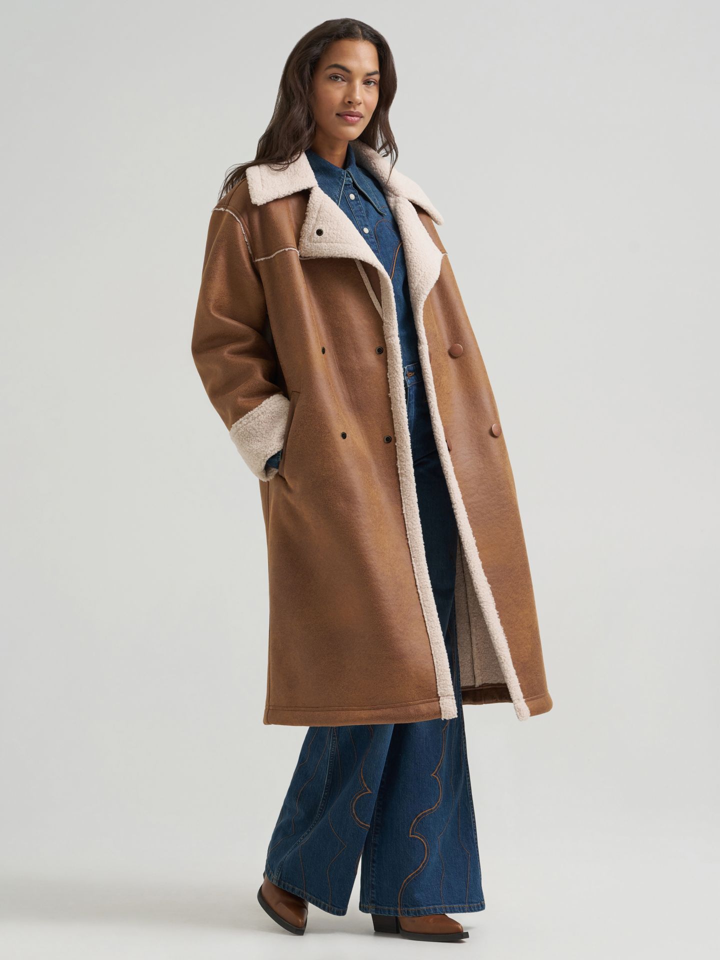 Женское пальто Wrangler Faux Leather Wrange, цвет: Средний коричневый — фото 5