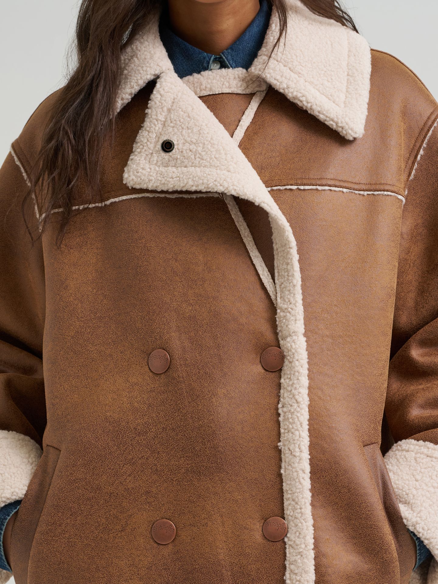 Женское пальто Wrangler Faux Leather Wrange, цвет: Средний коричневый — фото 7