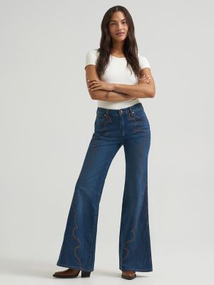 Women's Embroidered 70's Flare Jean