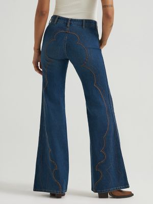 Women's Embroidered 70's Flare Jean