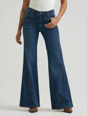 Women's Embroidered 70's Flare Jean