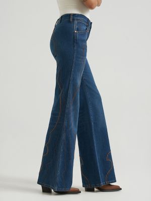 Women's Embroidered 70's Flare Jean