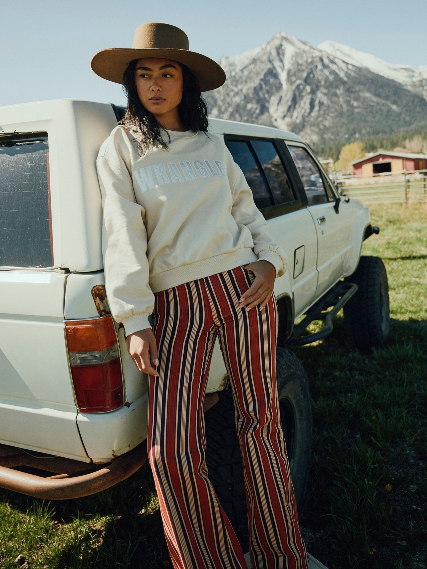 Женские джинсы Wrangler Print 70's Flare, цвет: Пустынный — фото 1