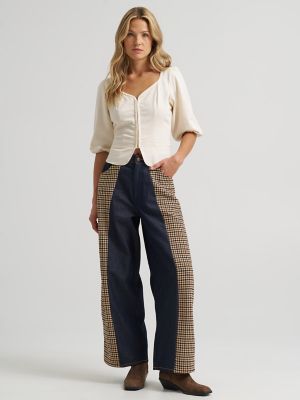 Women's Houndstooth Cowboy Barrel Jean in Rinse