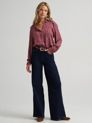 Women's Canyon Wide Leg Jean in Denim Lines