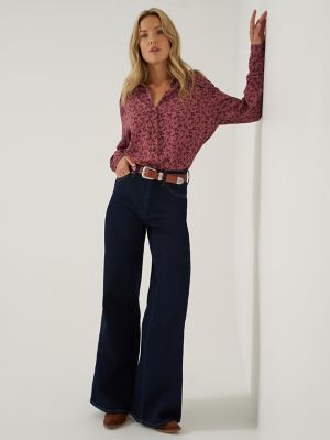 Women's Canyon Wide Leg Jean in Denim Lines