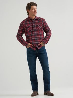 Men's Broken Twill Plaid Shirt in Syrah