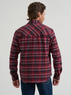 Men's Broken Twill Plaid Shirt in Syrah