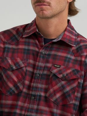 Men's Broken Twill Plaid Shirt in Syrah
