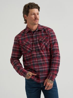 Men's Broken Twill Plaid Shirt in Syrah