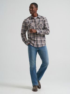 Men's Broken Twill Plaid Shirt in Dove