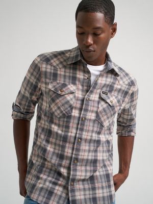 Men's Broken Twill Plaid Shirt in Dove