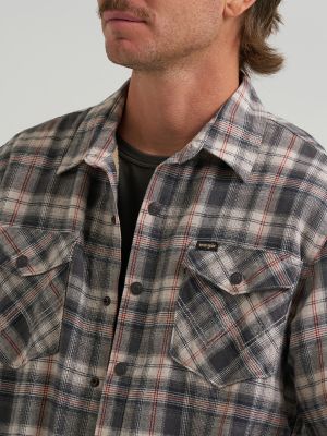 Мужские куртки Wrangler Men's Heavyweight Sherpa Lined Plaid Shirt Jacket — фото 6