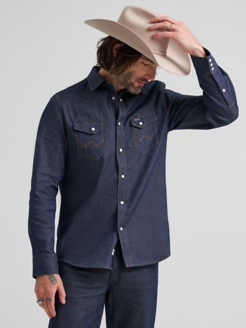 Мужские рубашки Wrangler Men's Raw Selvedge Blue Bell Shirt