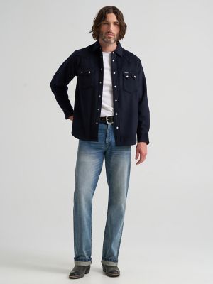 Men's Western Wool Blue Bell Shirt in Dark Navy alternative view