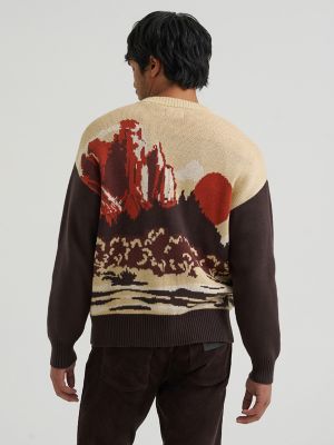 Men&rsquo;s Full-Zip Intarsia Sweater