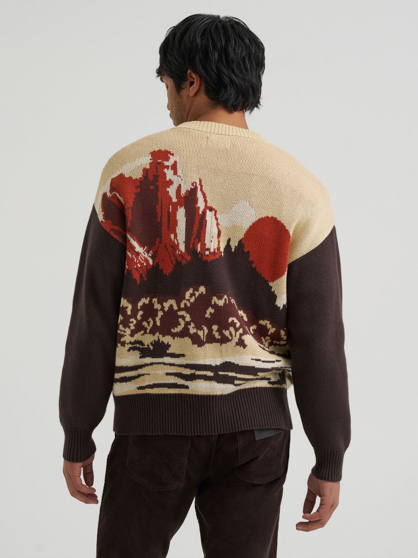 Мужской свитер Wrangler Full-Zip Intarsia, цвет: Шоколадный — фото 4