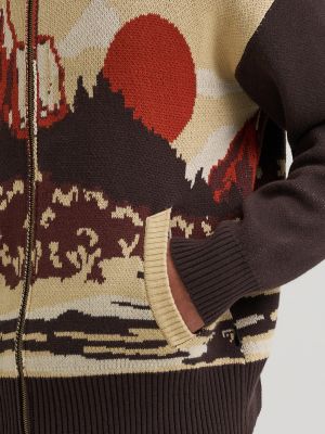 Men&rsquo;s Full-Zip Intarsia Sweater