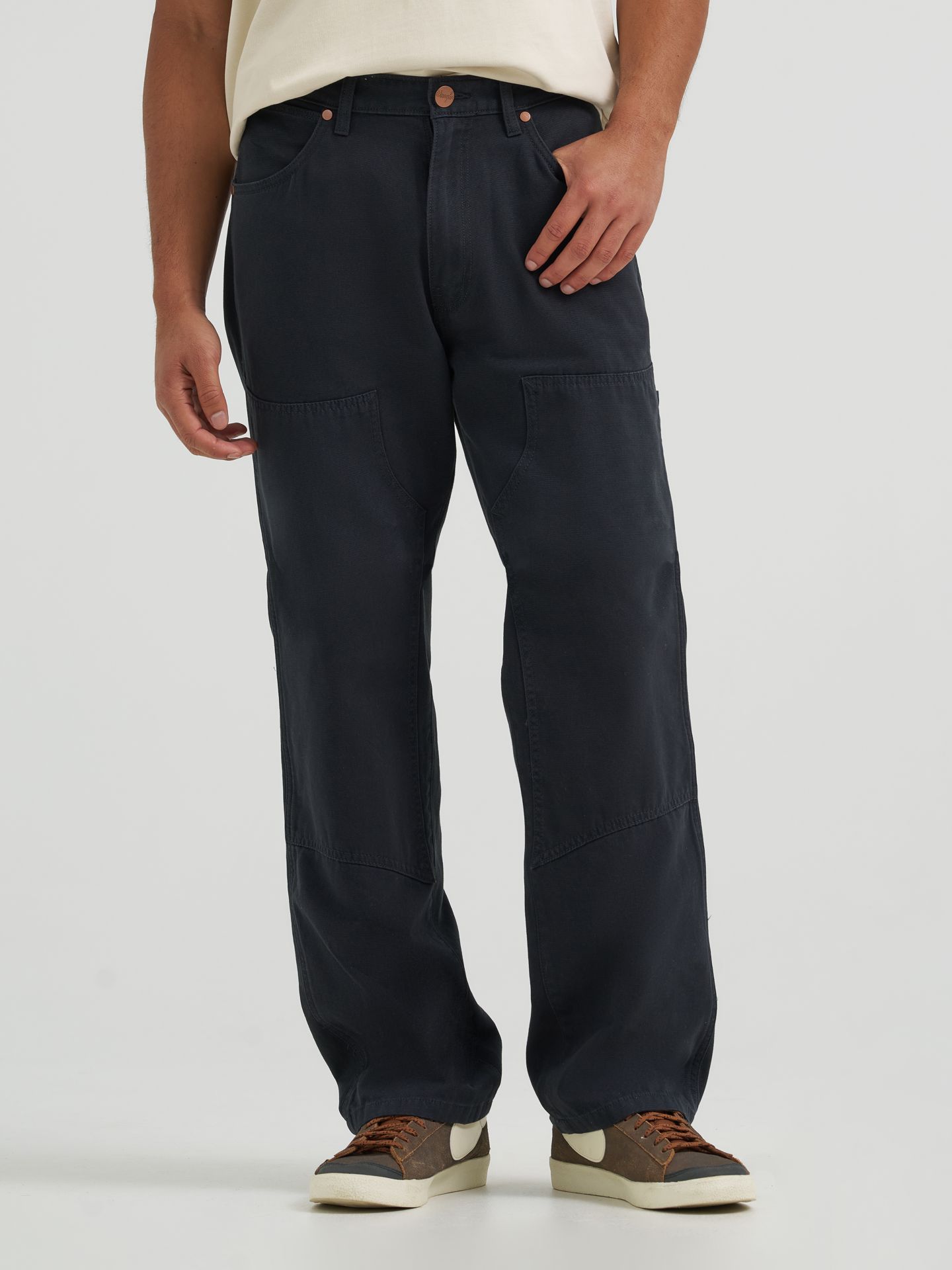 Мужские брюки Wrangler Double Knee Carpenter, цвет: Угольно-чёрный — фото 4