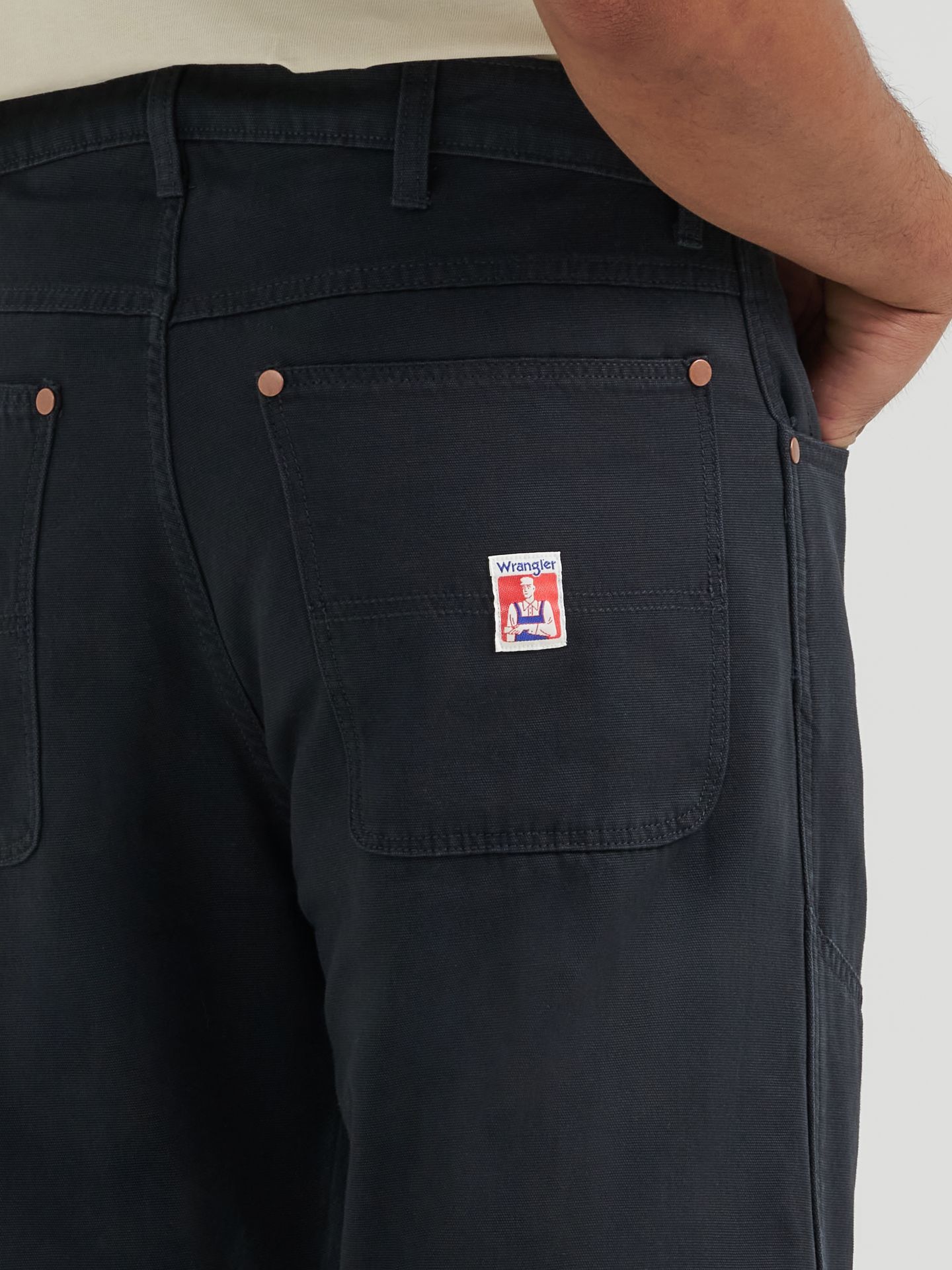 Мужские брюки Wrangler Double Knee Carpenter, цвет: Угольно-чёрный — фото 8