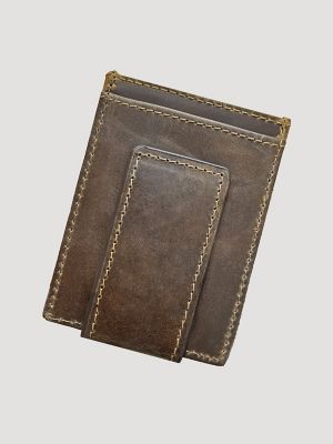 Embossed Leather Yoke Magnetic Money Clip