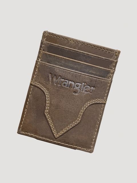 Зажим для денег Wrangler кожаный с тиснением, магнитный