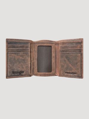 Texas Rose Leather Trim Trifold Wallet