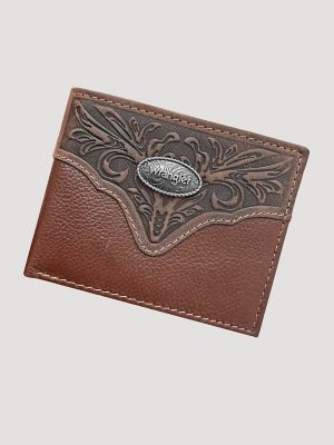 Distressed Leather and Concho Bifold Wallet