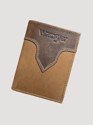 Embossed Leather Yoke Trifold Wallet