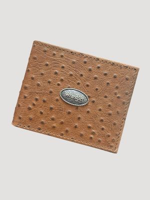 Embossed Ostrich Leather Bifold Wallet