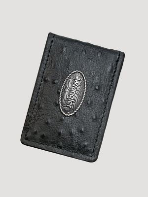 Embossed Ostrich Leather Money Clip
