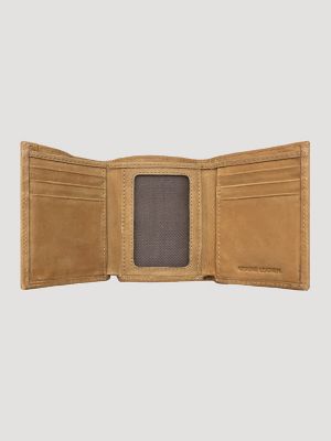 Canvas Southwest Print Leather Trim Trifold Wallet