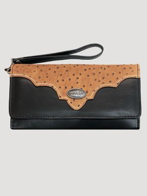 Ostrich and Concho Logo Wristlet
