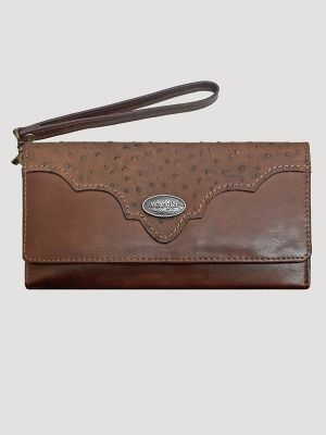 Ostrich and Concho Logo Wristlet