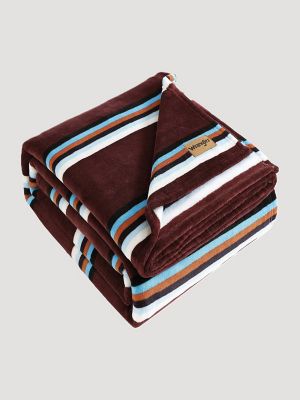Wrangler Western Saddle Stripe Queen Blanket