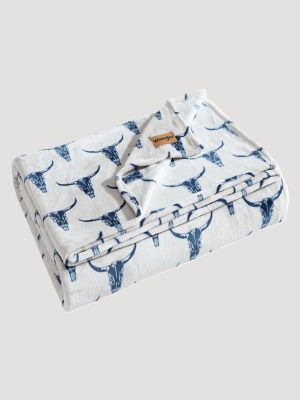 Wrangler Steer Head Twin Blanket:Dark Blue:Twin alternative view