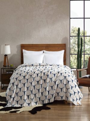 Wrangler Steer Head Twin Blanket:Dark Blue:Twin main view