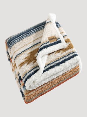 Wrangler Western Plush Sherpa Printed Throw